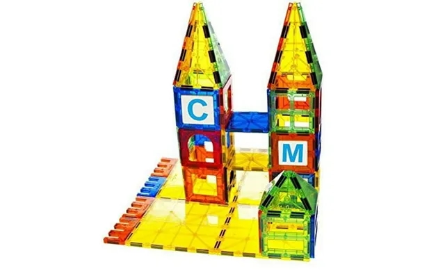 Mag-genius Building Magnet Tiles 3d Brain Building Blocks Set Of 185 Pieces 17 New Plastic Fun Clickins Includes 2 Cars  product image