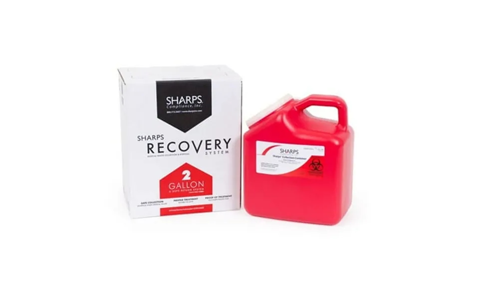 Mailback Sharps Container The Sharps Disposal By Mail Systemâ Pro-tecâ 11 H X 6 W X 9 L Inch 2 Gallon Red Base White Lid