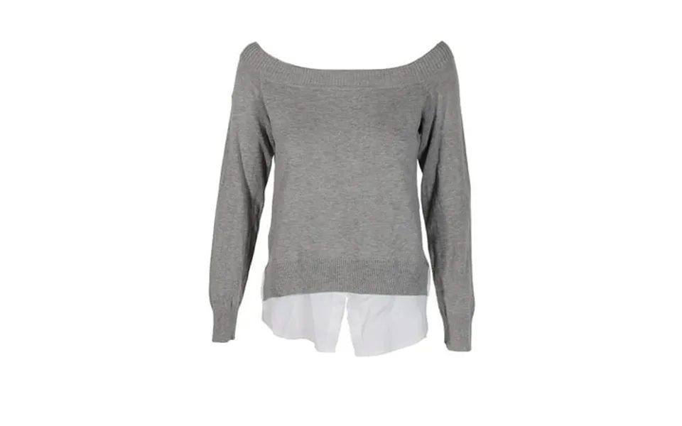 Maison Jules Heather Grey Layered Look Off-the-shoulder Sweater Xs