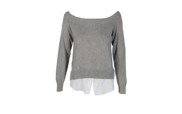 Maison Jules Heather Grey Layered Look Off-the-shoulder Sweater Xs product image