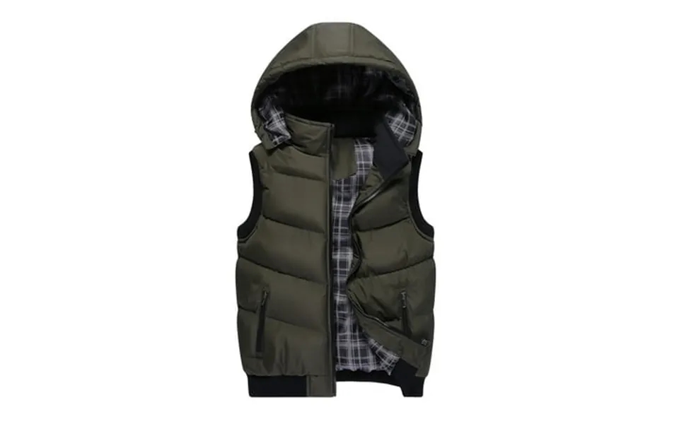 Male Casual Solid Detachable Hooded Coat Vest Plaid Sleeveless Zipper Fly Pocket Coat Vest Yutnsbel