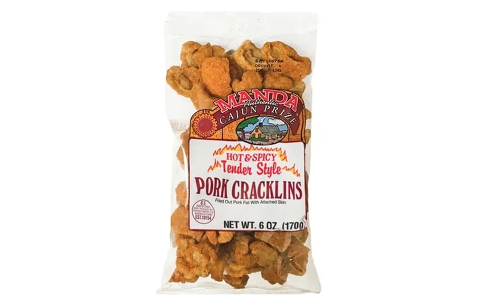 Manda Hog Cracklins Hot Pork Rinds 6 Oz Bag