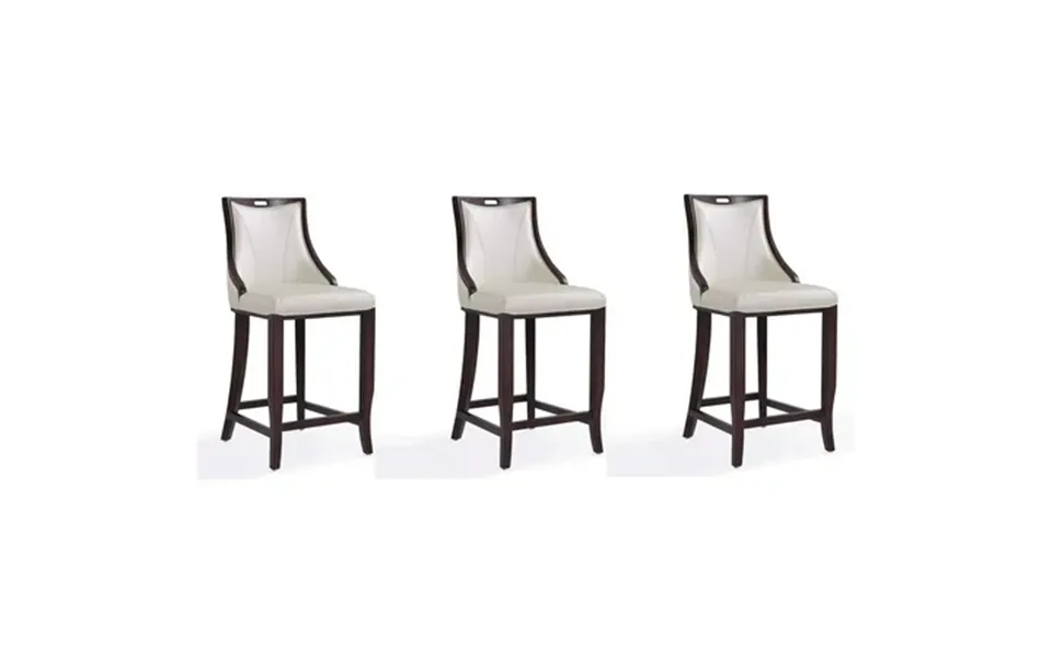 Manhattan Comfort Emperor 27 Faux Leather Counter Stool In White Set Of 3