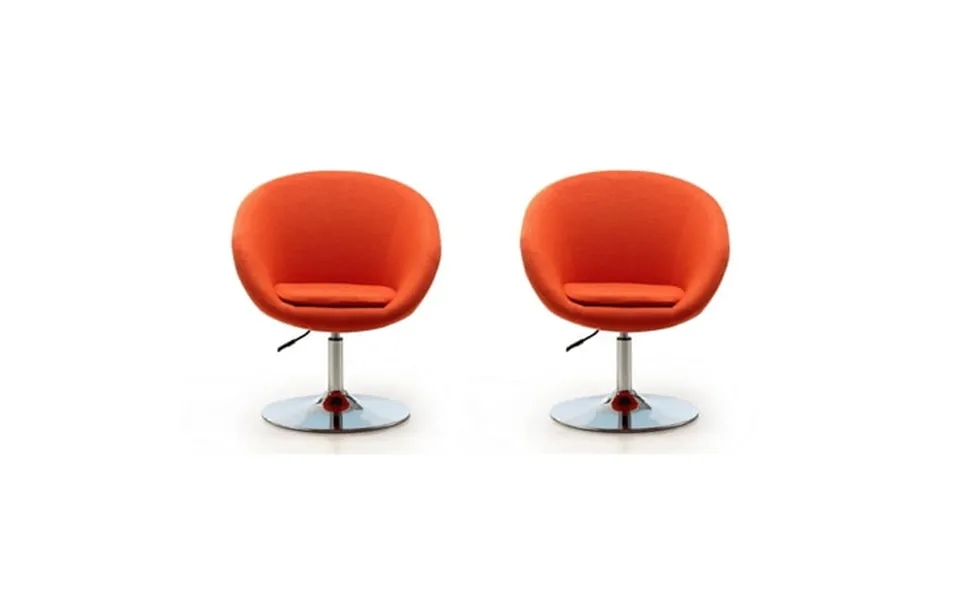 Manhattan Comfort Hopper Fabric Adjustable Height Accent Chair In Orange 2 Pc