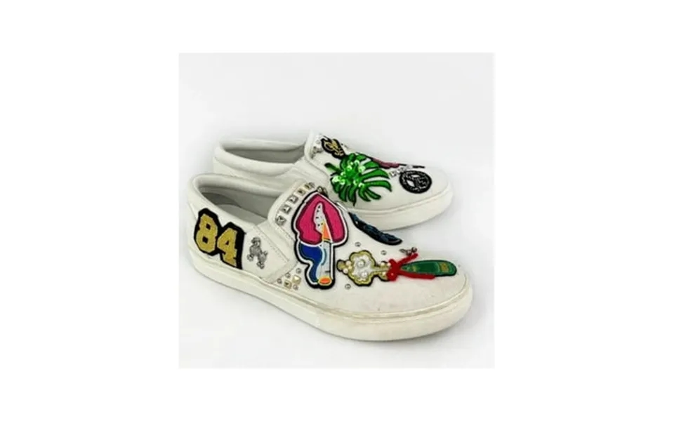 Marc Jacobs Womens White Embellished Goring Mercer Round Toe Platform Slip On Sneakers Shoes 38