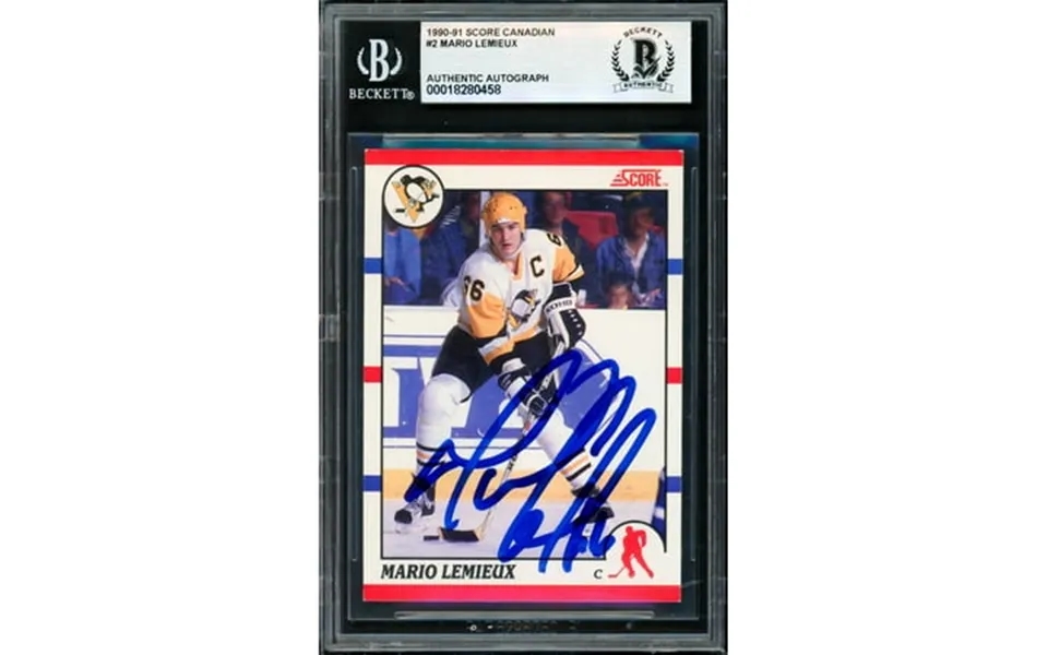 Mario Lemieux Autographed 1990-91 Score Canadian Card 2 Pittsburgh Penguins Beckett Bas 18280458