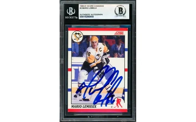 Mario Lemieux Autographed 1990-91 Score Canadian Card 2 Pittsburgh Penguins Beckett Bas 18280458 product image