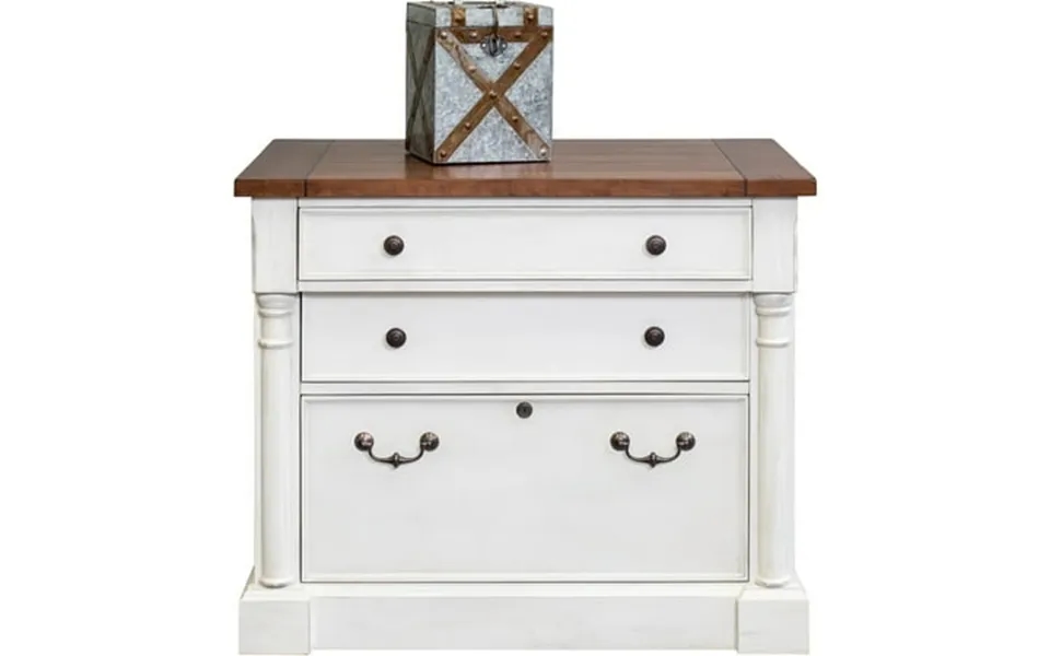 Martin Furniture Durham 3 Rustic Wood Locking Legal Letter File Drawer White