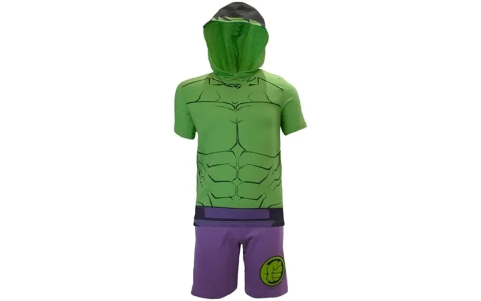 Marvel Avengers Superheroes Boys Character Lightweight Short Sleeve Hoodie T-shirt & Shorts Athleisure Short Set The Hul