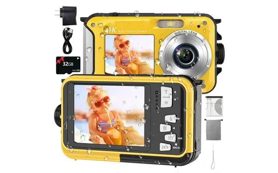 Marvue Waterproof Camera 4k 56mp 11ft Underwater Camera Selfie Dual Screens 16x Digital Zoom Auto-focus Waterproof Digit