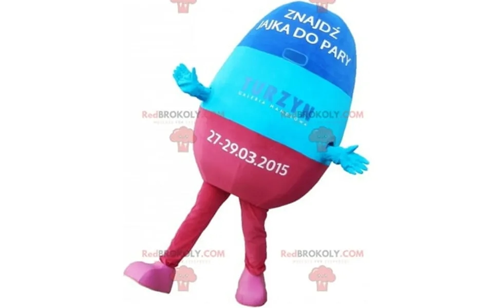 Mascot Giant Blue And Pink Egg. Giant Easter Egg