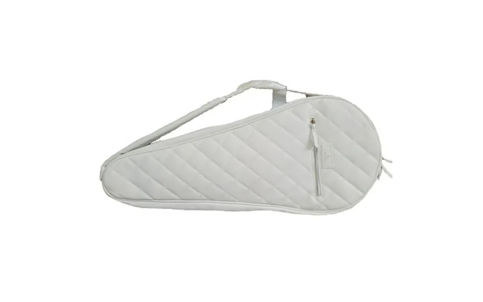 Masson Single Sleeve White Leather Racket Bag With Gold Accents