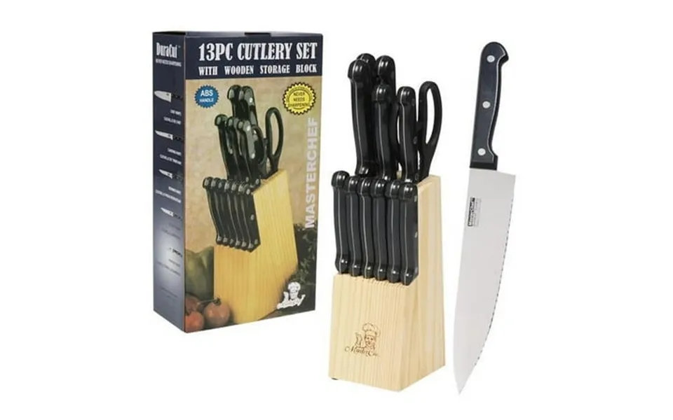 Masterchef 13-piece Kitchen Knife Set W Wooden Storage Block Stainless Steel