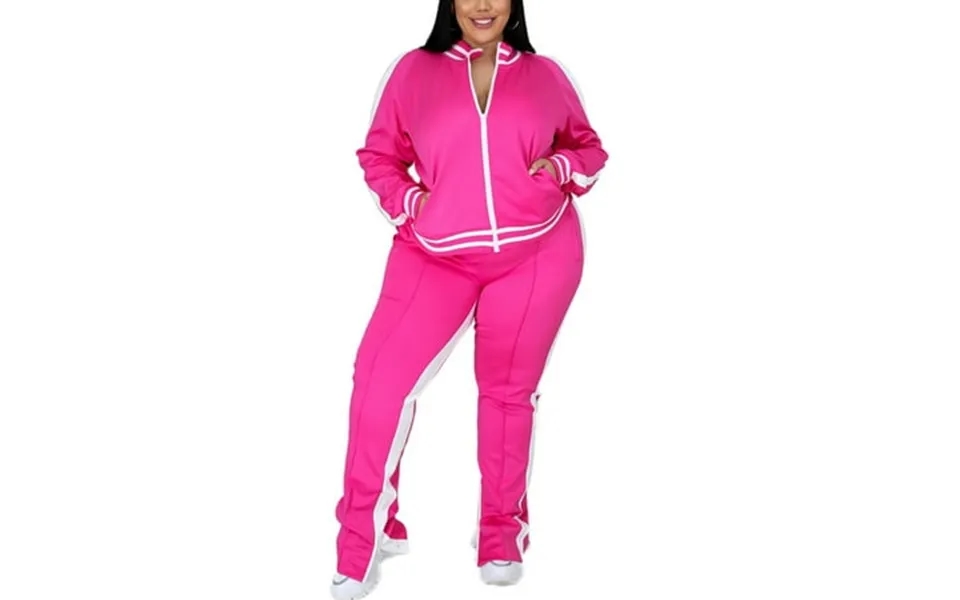 Mawclos Women Stand Collar Sweatsuits Oversized Jogging Lounge Sets Slim Leg Split Fitness Jogger Set Two Piece Outfit R