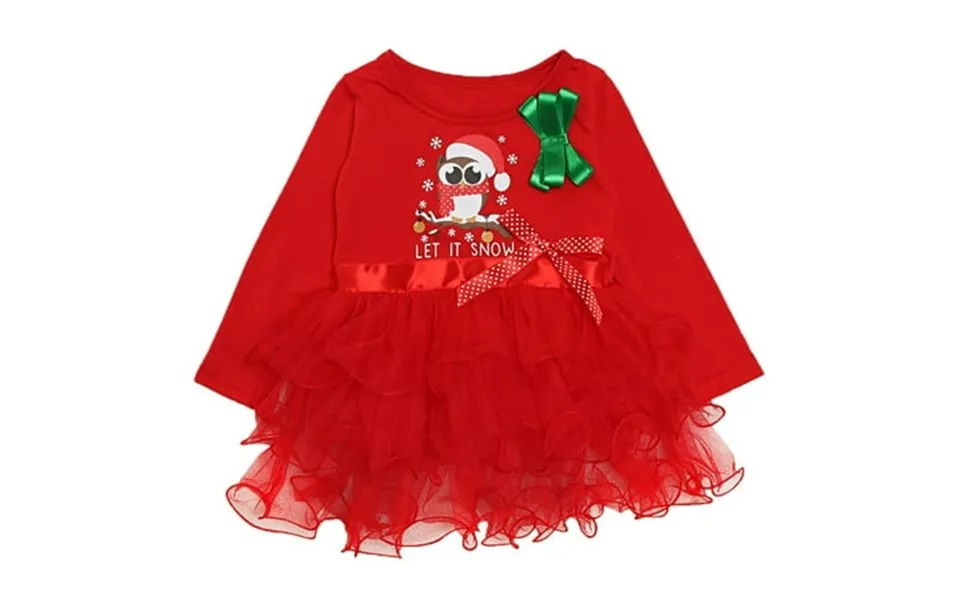 Maxcozy Kids Baby Girls Xmas Princess Dress Long Sleeve Christmas Party Polka Dot Tulle Cake Dress Owl 3-4 Years