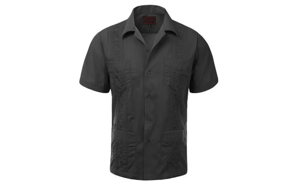 Maximos Men S Guayabera Summer Casual Cuban Beach Wedding Vacation Short Sleeve Button-up Casual Dress Shirt Dark Gray 4