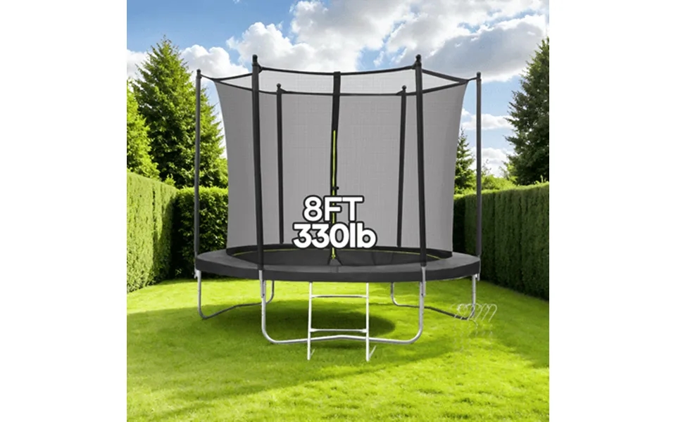 Maxkare 8ft Trampoline With Enclosure & Ladder For Adults & Kids Indoor Outdoor Play 264 Lbs Capacity