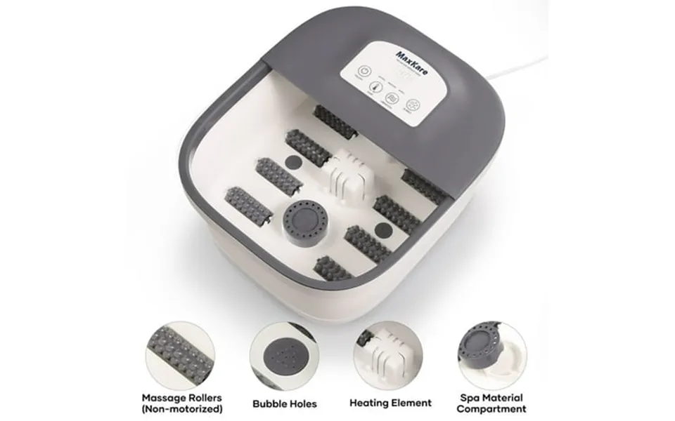 Maxkare Foot Spa Bath Massager With Heat Bubbles Vibration Digital Temperature Control & 8 Removable Rollers For Foot St