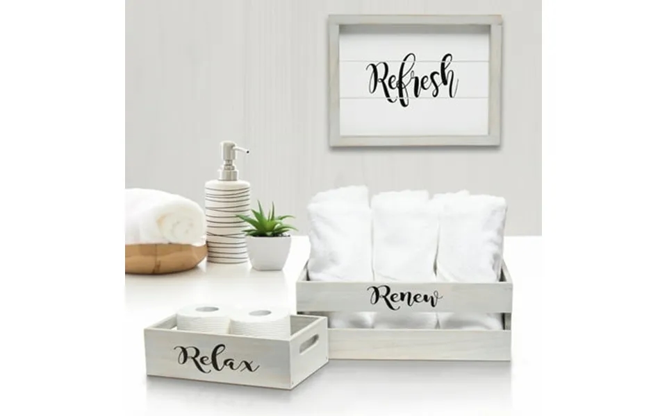 Maykoosh Lakefront Luxury Three Piece Decorative Wood Bathroom Set Large Inspirational 1 Holder 1 Frame 1 Toilet Paper H