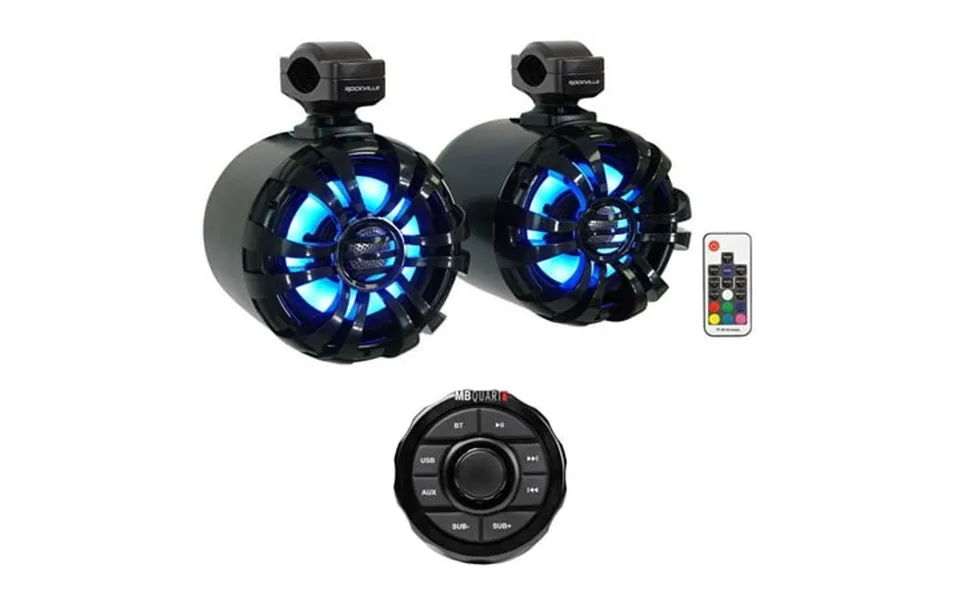 Mb Quart Gmr-1.5b Marine Bluetooth Receiver W Usb Aux 2 Led Tower Speakers