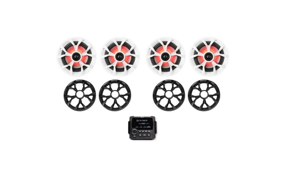 Mb Quart Gmr-lcd Marine Boat Receiver W Am Fm Bluetooth 4 6.5 Led Speakers