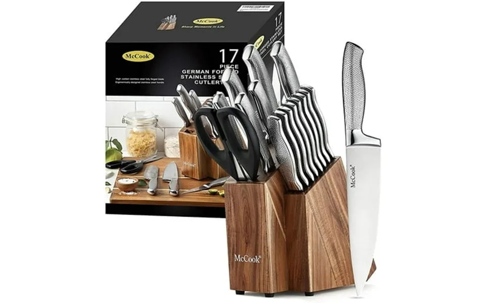 Mccook Mc20 17pcs Kitchen Knife Set With Block Cutlery Knife Block Set Stainless Steel