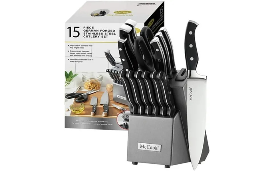 Mccook Mc25a Knife Sets 15 Pieces German Stainless Steel Kitchen Knife Block Set With Built-in Sharpener