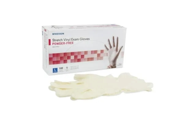 Mckesson Exam Glove Nonsterile Ivory Powder Free Stretch Vinyl Ambidextrous Smooth Not Chemo Approved Large Case Of 1000 product image