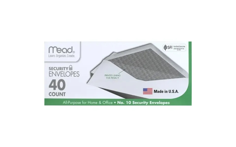Mead 10 Security Envelopes 4 18 X 9 12 White 40 Count - Envelopes
