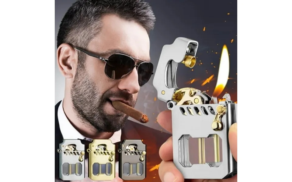 Mecha Metal Rocker Lighter Retro Transparent Oil Tank Metal Rocker Kerosene Windproof Lighter Unique Gift For Men Grandp