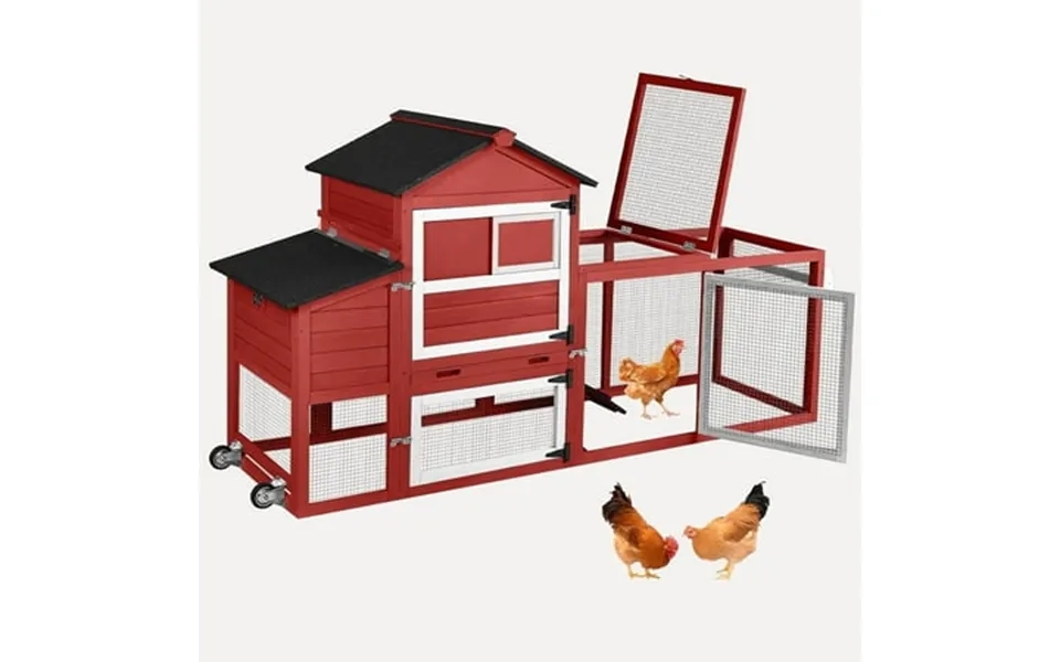 Medehoo Chicken Coop Mobile Chicken House Outdoor Expandable Hen House With Wheels Nesting Box Leakproof Pull-on Tray An