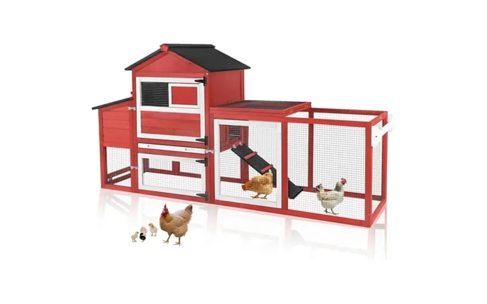 Medehoo Chicken Coop On Wheels Chicken House Wooden Hen House Duck Coop With Large Nesting Box For 2-4 Chickens Red