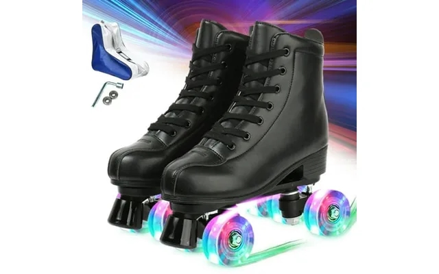 Meimesh Classic Roller Skates High-top Double-row Shiny Wheels Roller Skates Soft Leather Roller Skates For Women And Me product image