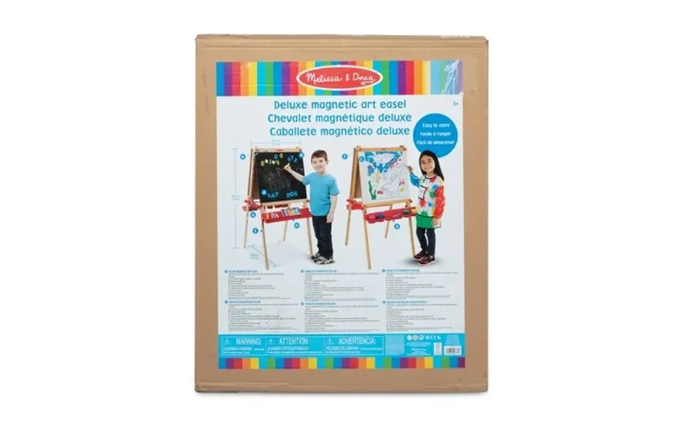 Melissa & Doug Deluxe Magnetic Standing Art Easel With Chalkboard Dry-erase Board And 39 Letter And Number Magnets - Fsc