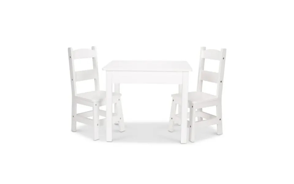 Melissa & Doug Wooden Kids Table And 2 Chairs Set - White Furniture For Playroom