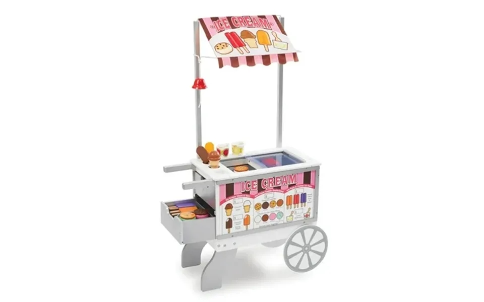 Melissa & Doug Wooden Snacks And Sweets Food Cart - 40 Play Food Pieces Reversible Awning
