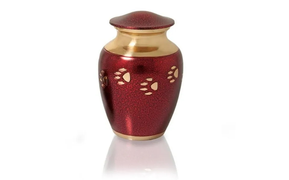 Memorial Gallery 8494d 6 Inch Red With Brass Pawprint Sharing Pet Urn