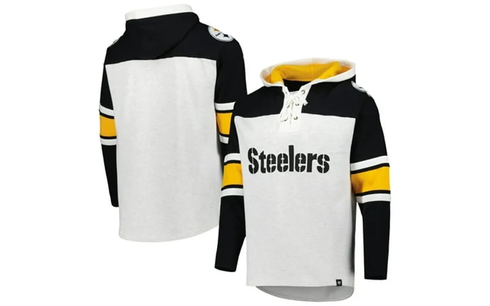 Men S 47 Pittsburgh Steelers Heather Gray Gridiron Lace-up Pullover Hoodie