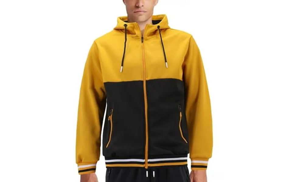 Men S Athletic Sport Casual Running Jogging Gym Two Tone Sweat Tracksuit Gym Set L Unique 3 Black Yellow