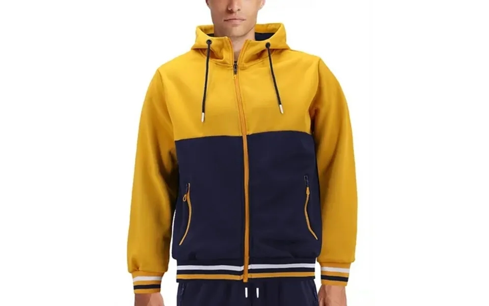 Men S Athletic Sport Casual Running Jogging Gym Two Tone Sweat Tracksuit Gym Set M Unique 3 Navy Yellow