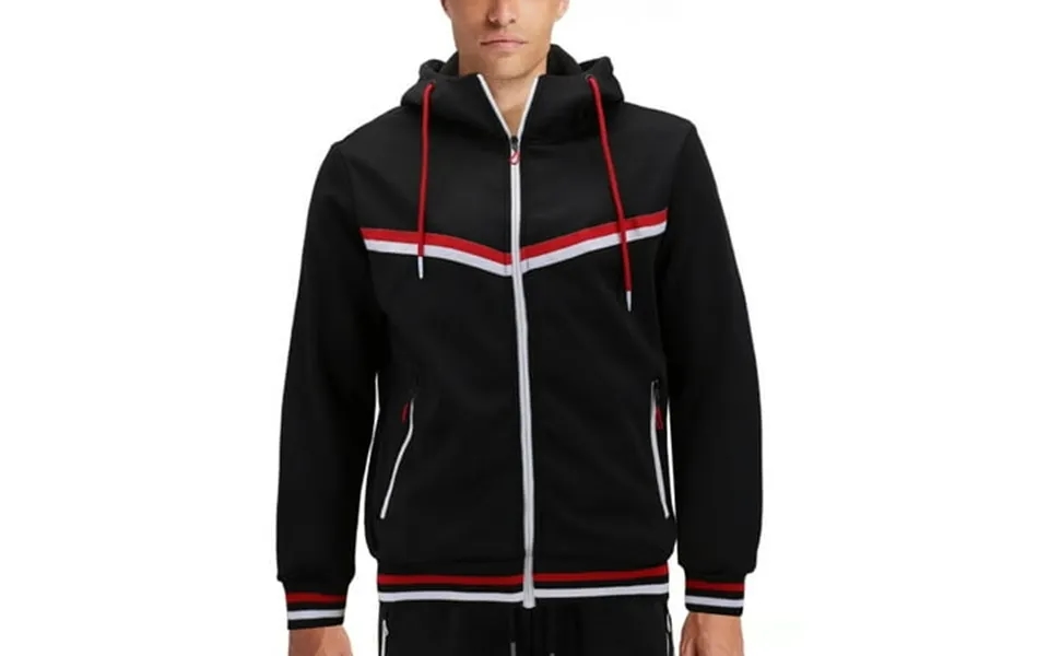 Men S Athletic Sport Casual Running Jogging Gym Two Tone Sweat Tracksuit Gym Set M Unique2 Black