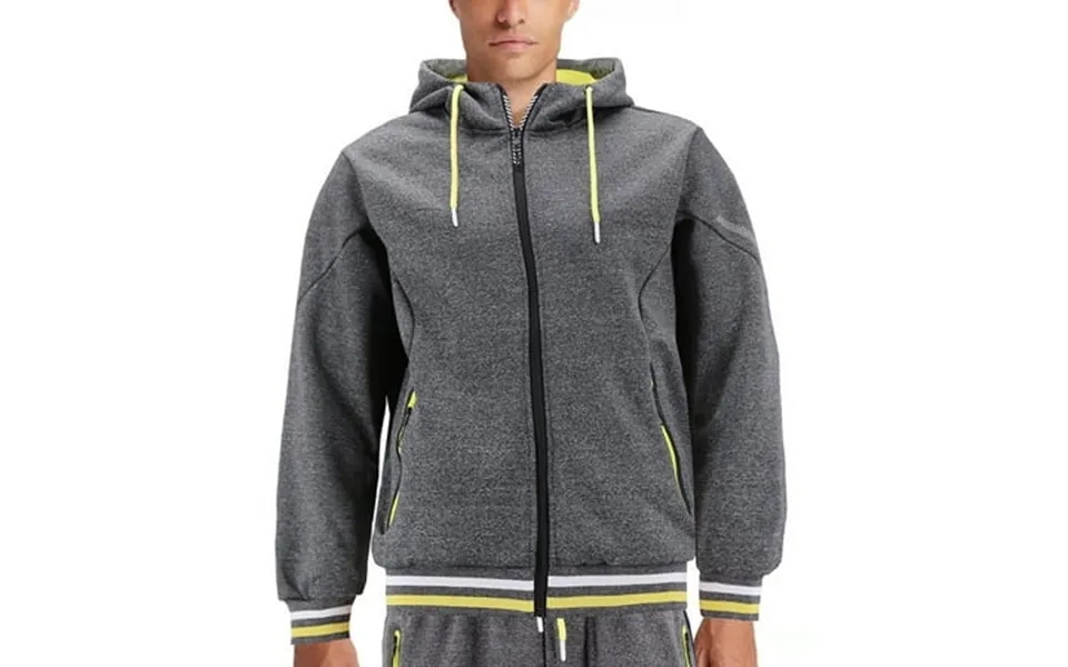 Men S Athletic Sport Casual Running Jogging Gym Two Tone Sweat Tracksuit Gym Set S Unique 4 Charcoal Yellow