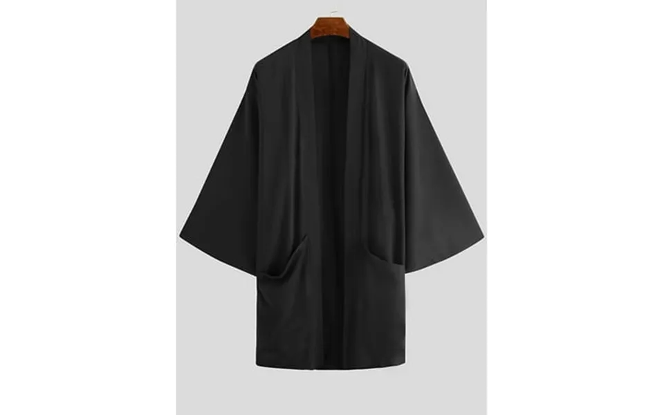 Men S Black Cardigan Loose Fit Kimono Shirts Jackets