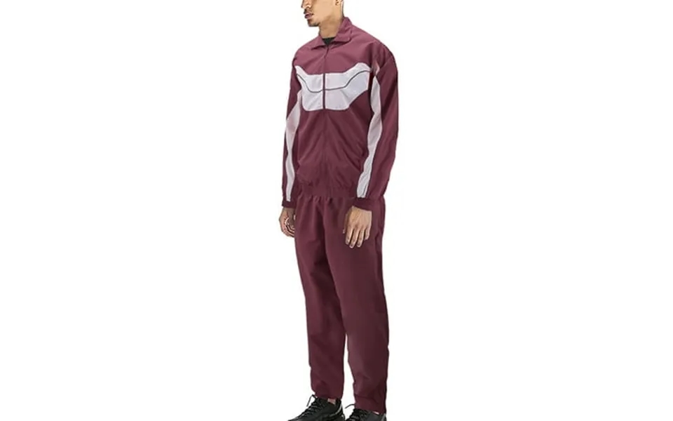 Men S Casual Running Working Out Jogging Gym Fitness Straight Leg Tracksuit Set Maroon M