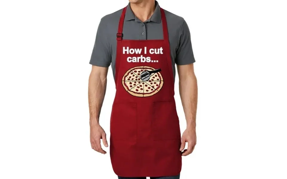 Men S Cut Carbs Funny Full-length Apron With Pockets - Red