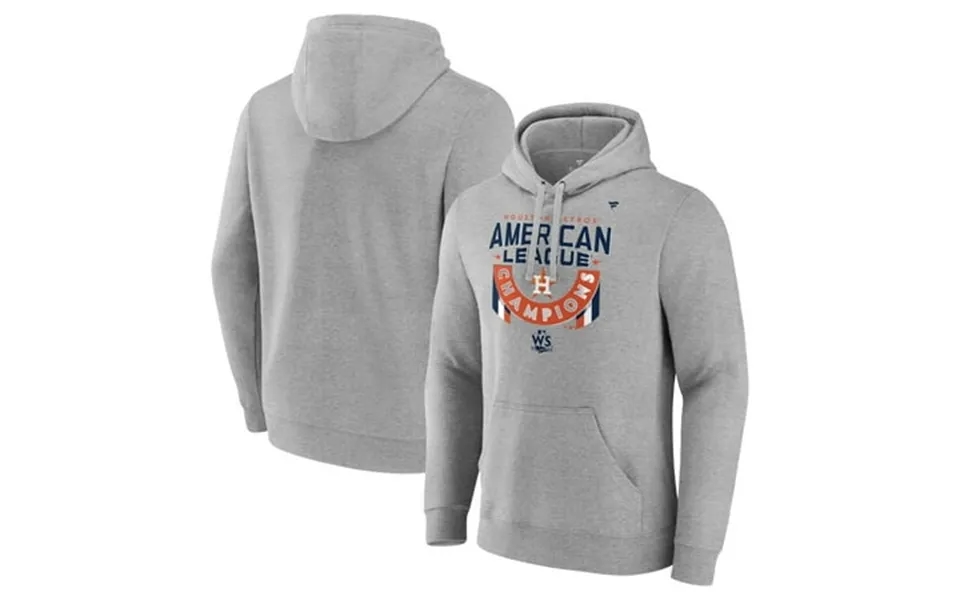 Men S Fanatics Heather Gray Houston Astros 2022 American League Champions Locker Room Pullover Hoodie