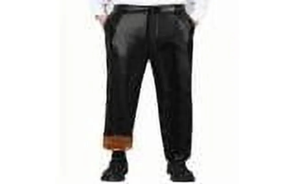 Men S Fleece Lined Sweatpants Solid Color Trousers Black