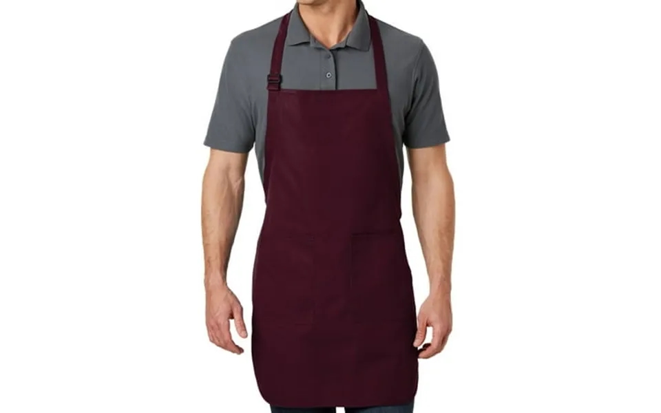 Men S Full-length Apron With Pockets - Maroon