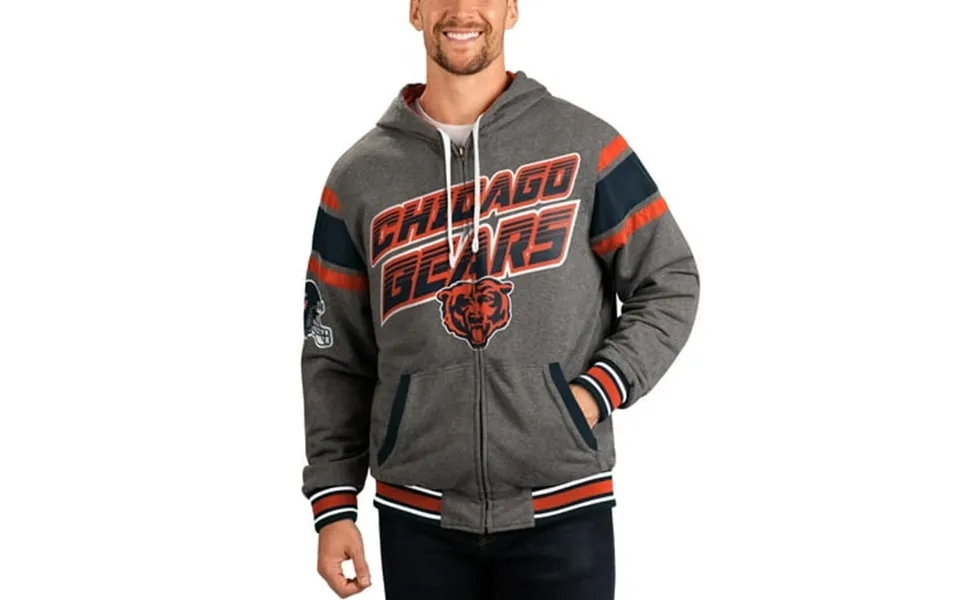 Men S G-iii Sports By Carl Banks Navy Gray Chicago Bears Extreme Full Back Reversible Hoodie Full-zip Jacket