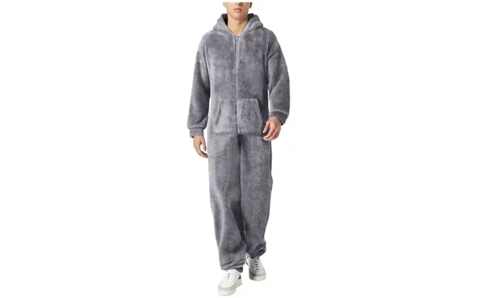 Men S Jumpsuit Casual Long Sleeve Zipper Hooded Pajamas Comfortable Sleepwear Suit For Winter Warmth And Style